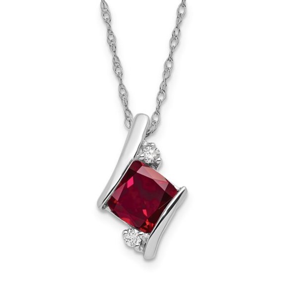Sterling Silver Gemstone & Diamond Charm Pendant Necklace Square Checkerboard - Picture 9 of 16